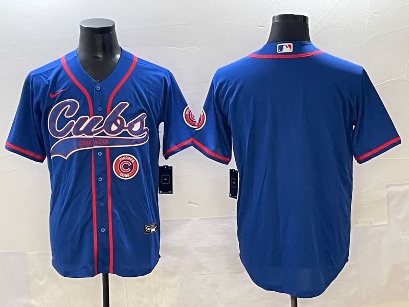 Men 2025 Chicago Cubs Blank Blue Joint Name Nike MLB Jersey style 3